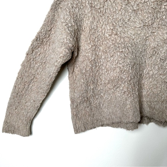 Maeve Anthropologie Fluffy Taupe Merino Wool Blend Oversized Cropped Sweater - Picture 12 of 12